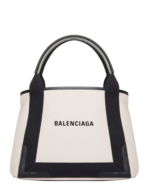 Balenciaga Black Navy Cabas Tote Bag
