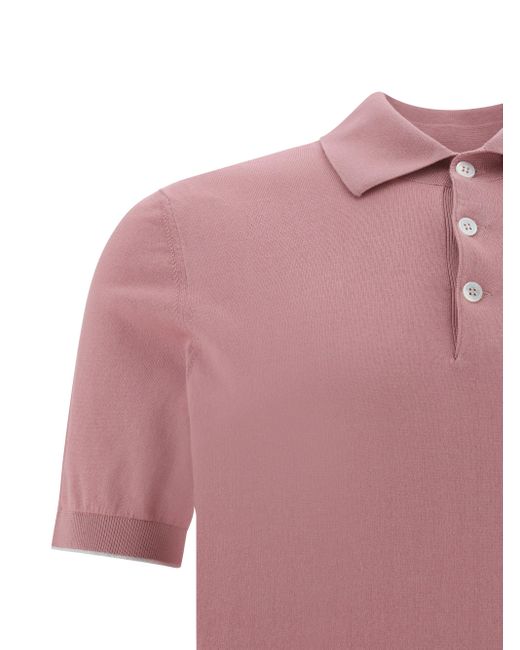 Maglia Polo di Brunello Cucinelli in Pink da Uomo