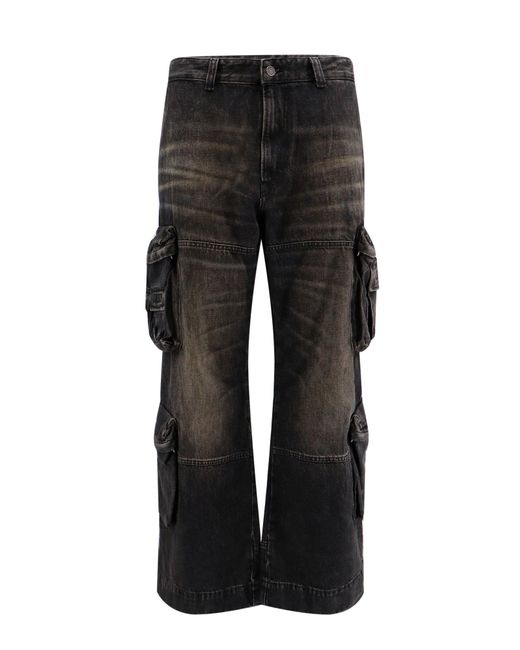 DIESEL Black D-Fish Cotton & Hemp Denim Cargo Pants for men