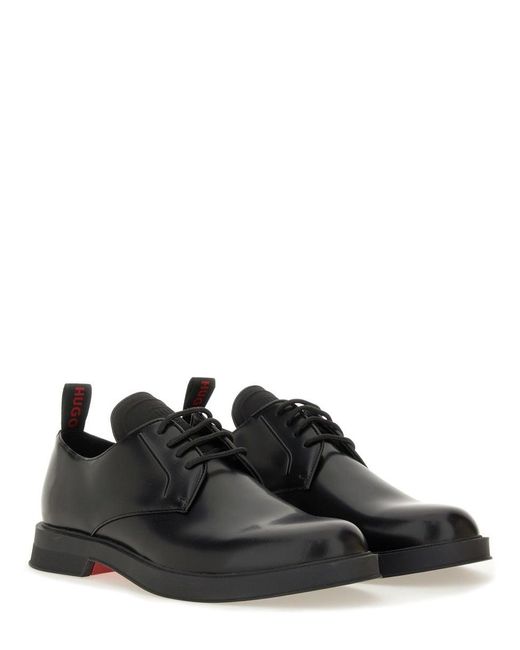 HUGO Black Leather "derby" Loafer for men