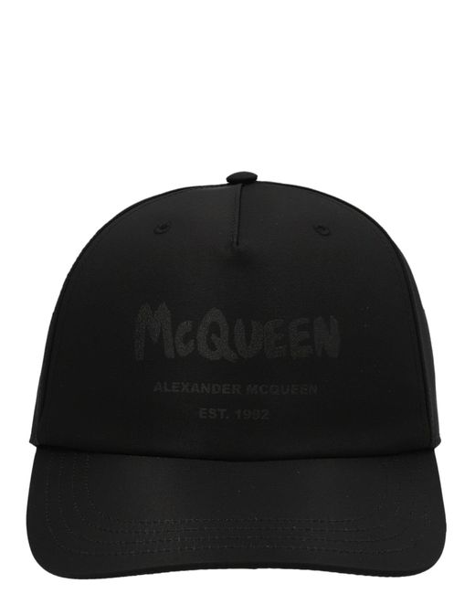 Alexander McQueen Hat Tonal Graffiti Black for men