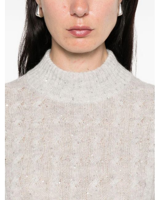 Brunello Cucinelli White Wool Knitted Jumper
