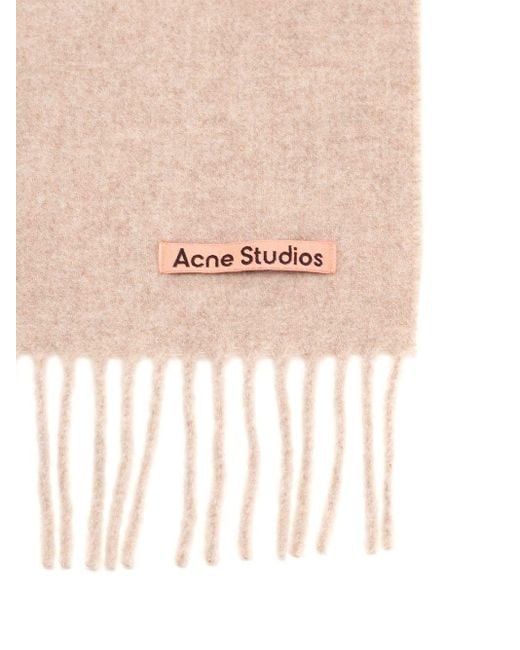 Acne Natural Wool Scarf Scarves And Foulards Multicolor