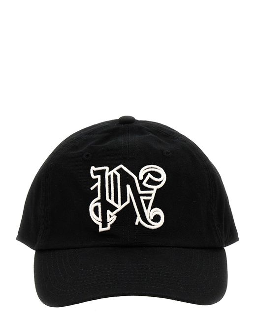 Cappello da baseball in cotone Monogram di Palm Angels in Black da Uomo
