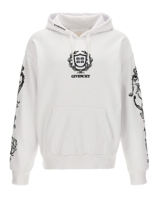 Givenchy White Embroidery And Print Hoodie for men