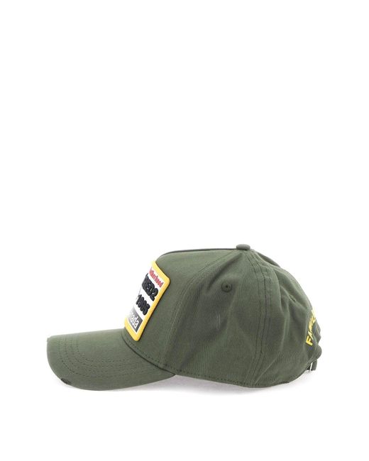 DSquared² Green Baseball Cap With Logoed Patch for men