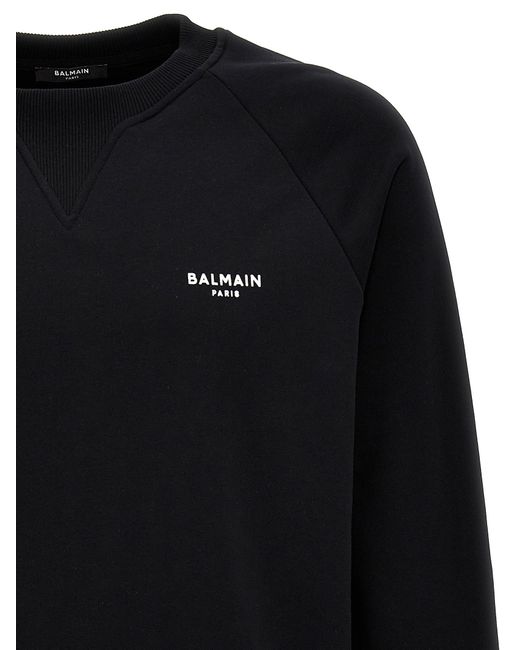 Crew Neck Sweatshirt mit gefährterem Logo di Balmain in Black da Uomo