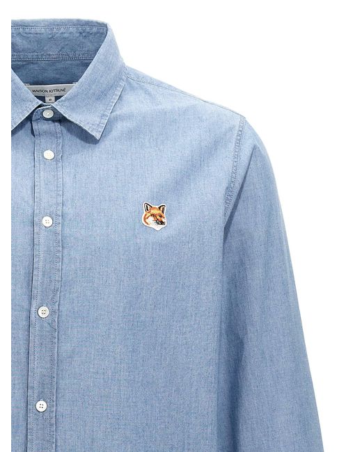 Fox Head Classic Camicie Celeste di Maison Kitsuné in Blue da Uomo
