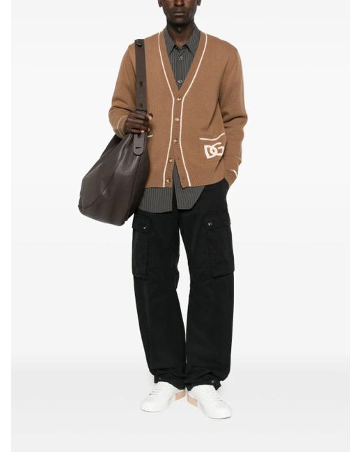 Dolce & Gabbana Black Cotton Cargo Trousers for men