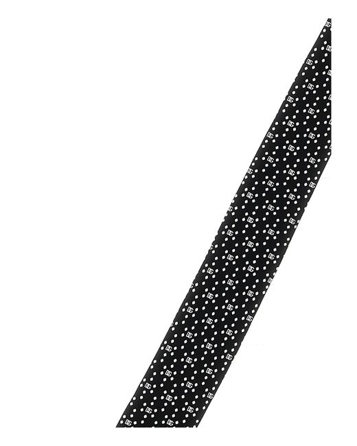 Logo Print Tie Cravatte Bianco/Nero di Dolce & Gabbana in Black da Uomo
