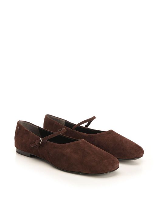 Tory Burch Brown Mary Jane Ballet Flats Scarpe Basse