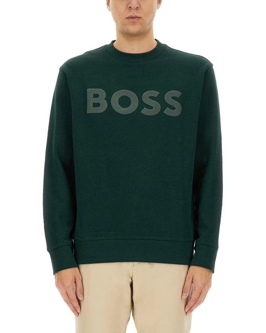 Sweatshirt With Logo-Uomo di Boss in Green da Uomo
