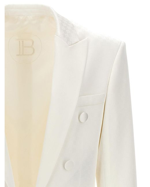 Monogramma Blazer Bianco di Balmain in White da Uomo