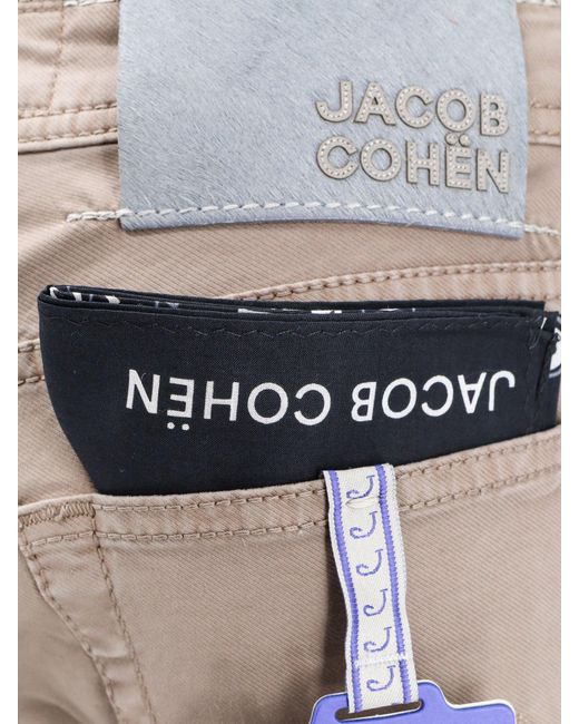 Pantalone slim in cotone con patch logo posteriore di Jacob Cohen in Gray da Uomo