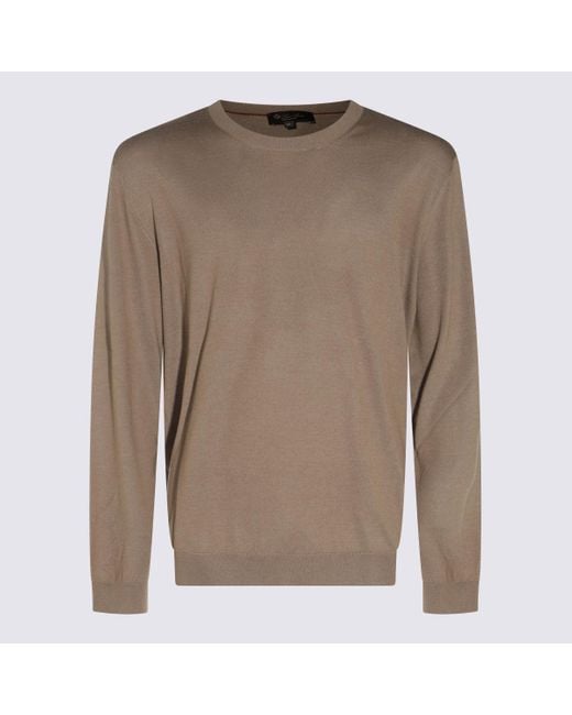 Loro Piana Brown Sweaters Light And Natural for men