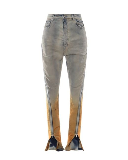 Jeans in cotone stretch con effetto degradé di Rick Owens in Gray da Uomo