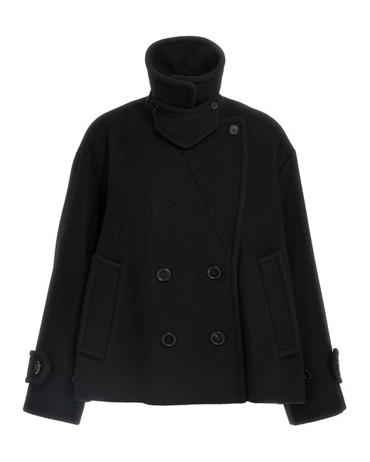 Double Breasted Wool Coat Trench E Impermeabili Nero-Donna di Chloé in Black