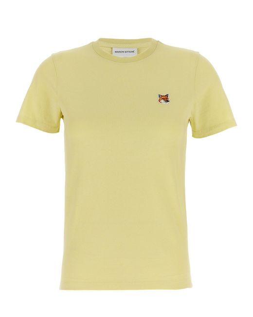 Fox Head T Shirt Giallo di Maison Kitsuné in Yellow