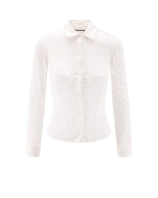 Balenciaga White Cotton Blend Corset Shirt