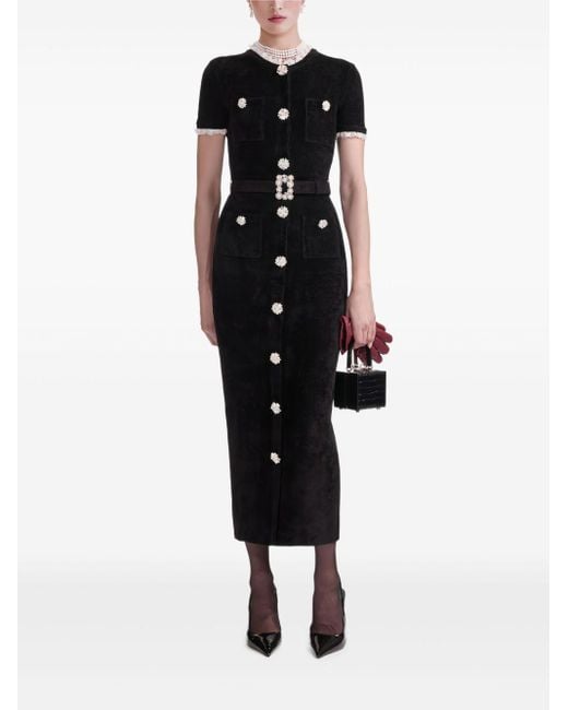 Self-Portrait Black Chenille Knit Midi Dress