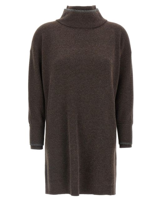 Double Layer Dress Abiti Marrone-Donna di Brunello Cucinelli in Gray