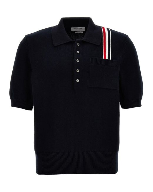 Thom Browne Black 'Jersey Stitch' Polo Shirt for men