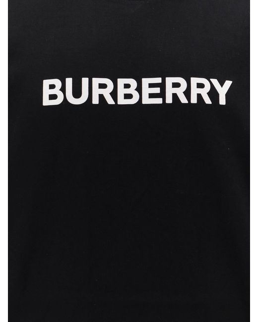 T-shirt in cotone organico con logo frontale di Burberry in Black da Uomo