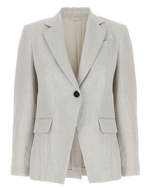 Single-Breasted Blazer Blazer And Suits Grigio di Brunello Cucinelli in Gray