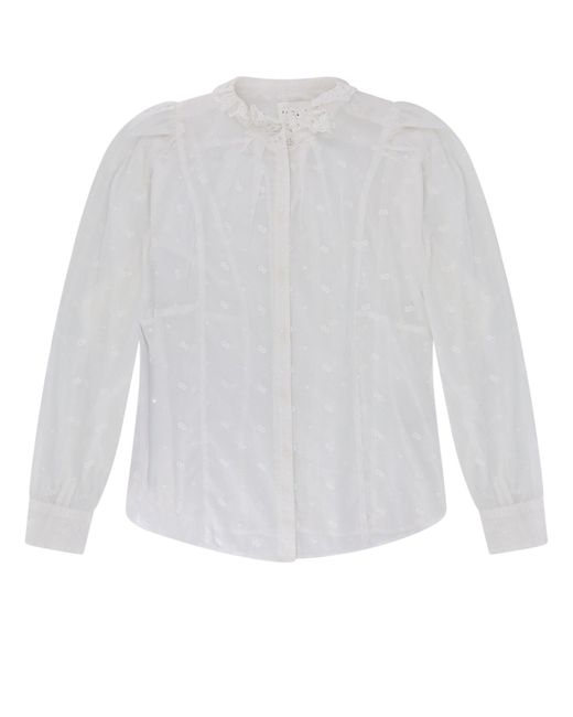 Camicia in cotone biologico con ricami all-over di Isabel Marant in White