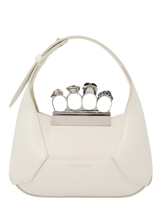 Alexander McQueen Natural The Jewelled Hobo Mini Hand Bags