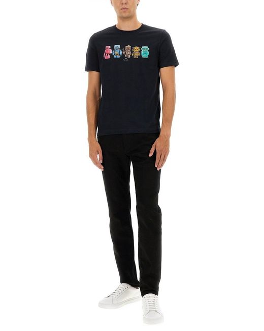 Robot Print T-Shirt-Uomo di Paul Smith in Black da Uomo