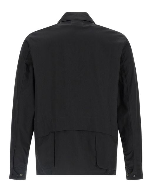 C P Company Black Zip Overshirt With Concealed Front Closure for men