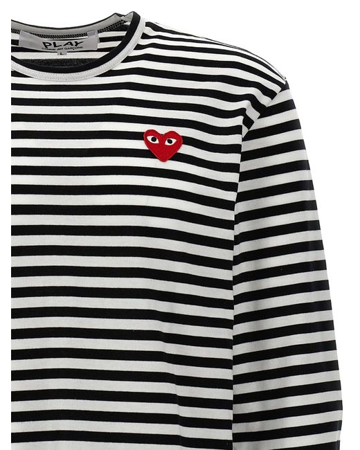 COMME DES GARÇONS PLAY Black Logo Patch Stripes T-Shirt for men