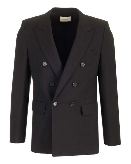 Saint Laurent Black Double-Breasted Jacket Jackets for men
