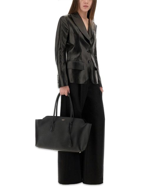 Leather Jacket With Spear Lapels-Donna di Tom Ford in Black