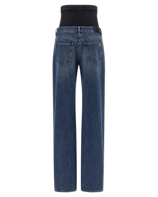 Bustier Insert Jeans Blu-Donna di Elisabetta Franchi in Blue