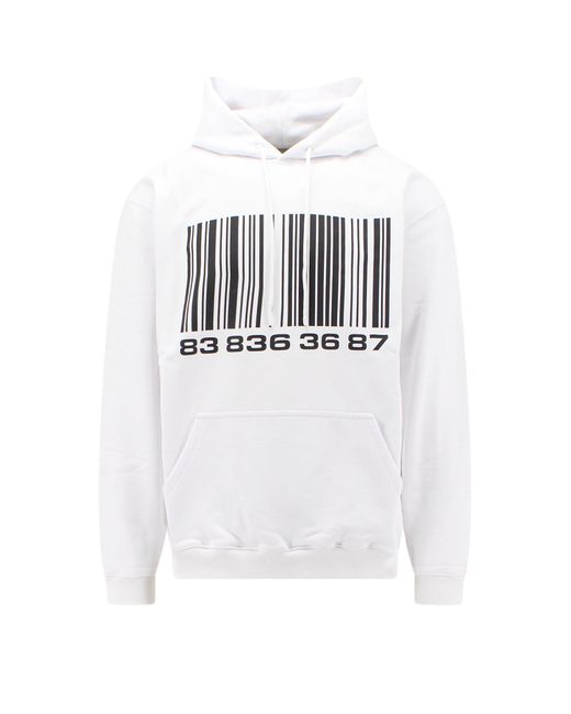 VTMNTS White Cotton Sweatshirt With Iconci Frontal Barcode for men