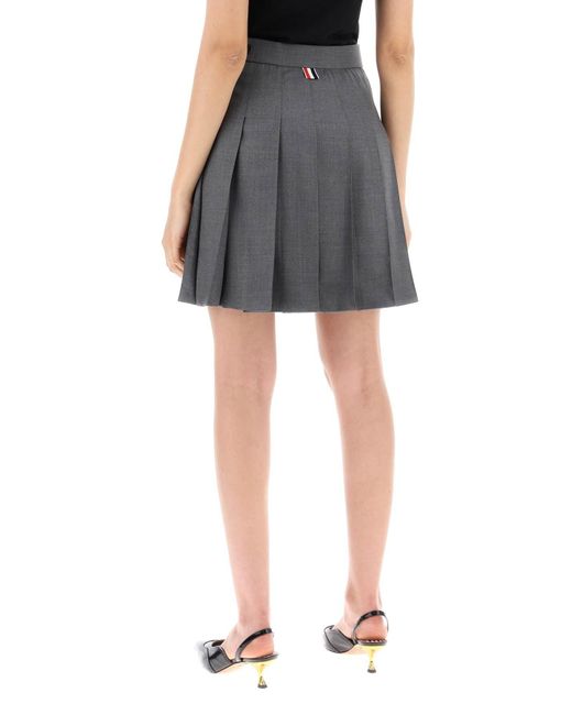 Thom Browne Black Wool Pleated Mini Skirt