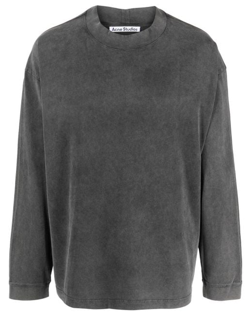 Acne Gray Logo Cotton T-Shirt for men
