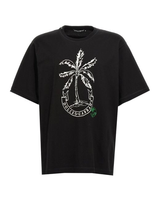 Dolce & Gabbana Black Coin Print Cotton T-shirt for men
