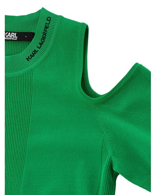 Karl Lagerfeld Green Cut Out Top Tops