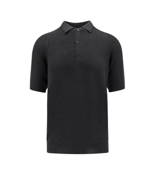 Laneus Black Cotton Polo Shirt for men