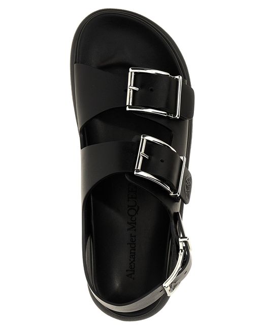 Buckles Leather Sandali Nero di Alexander McQueen in Black da Uomo