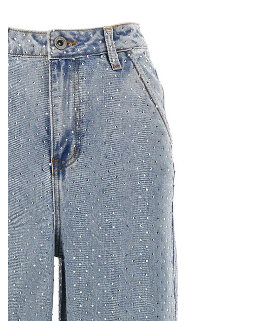 Jeans 'Rhinestone Wide Leg' di Self-Portrait in Blue