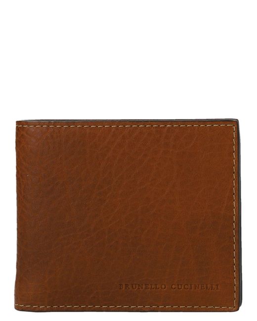 Embossed Logo Wallet Portafogli Marrone di Brunello Cucinelli in Brown da Uomo
