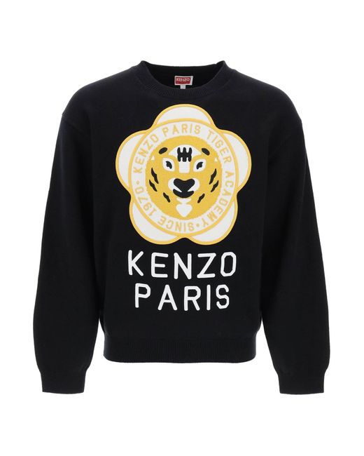 KENZO Black Tiger Academy Crew Neck Sweater for men