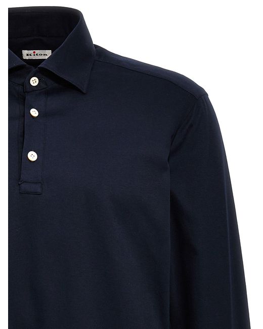 Long Sleeve Shirt Polo Blu di Kiton in Blue da Uomo