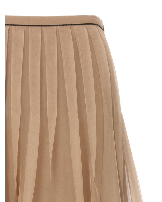 Brunello Cucinelli Natural Pleated Skirt