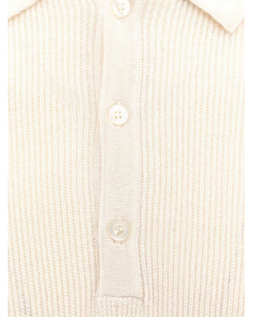 Laneus White Cotton Polo Shirt for men