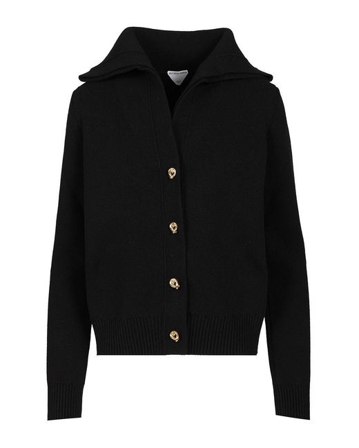 Compact Wool Cardigan Knitwear Nero-Donna di Bottega Veneta in Black